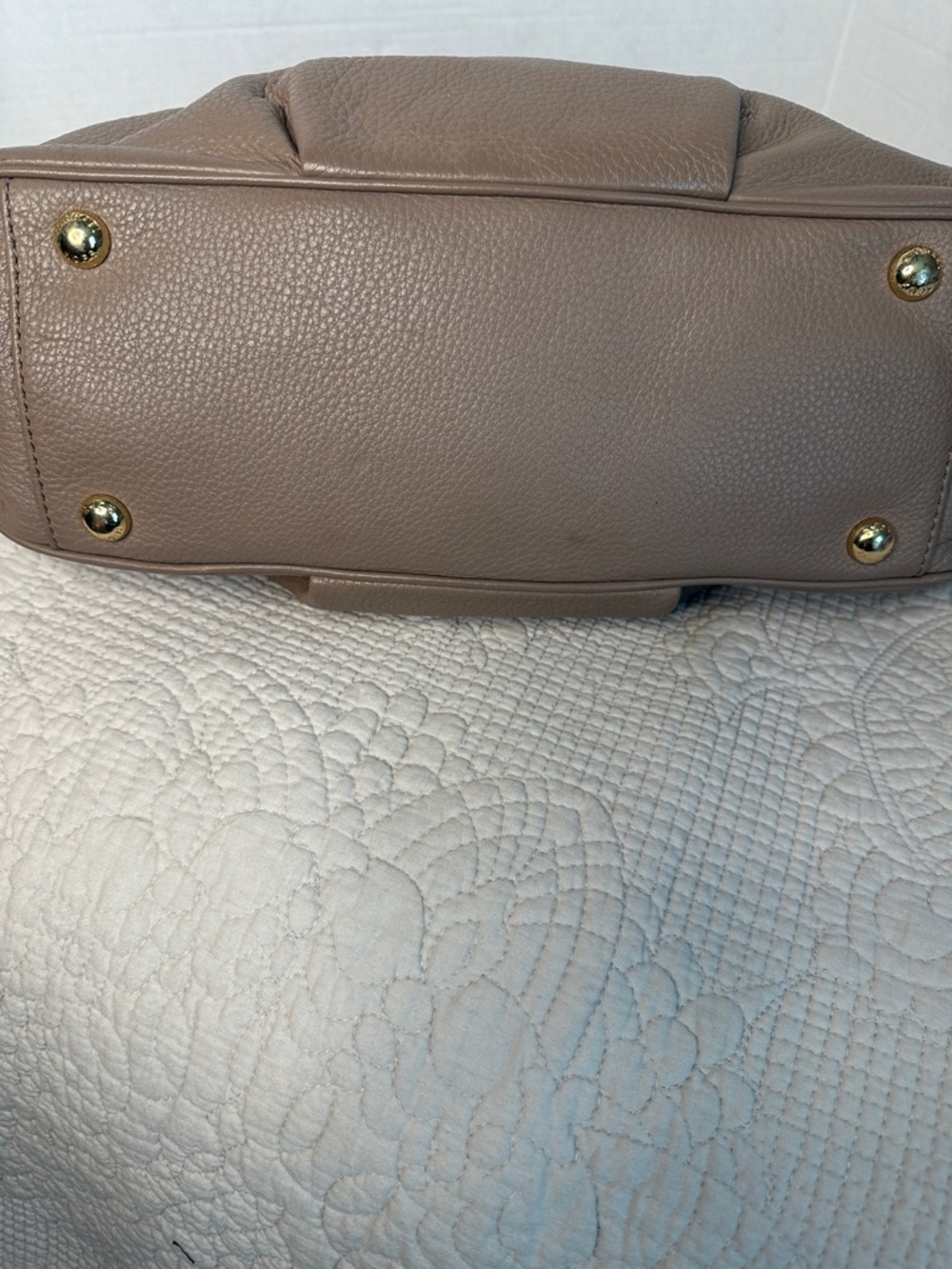 Michael Kors Taupe Brown Pebbled Leather Shoulder Bag with Gold Logo - Picture 5 of 12